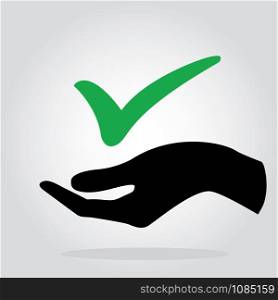 hand holding check icon symbol