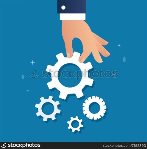 hand holding coin and build coin graph, business concept vector illustration