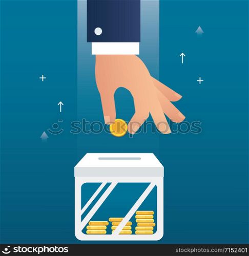 hand holding coin concept of making money for business and finance