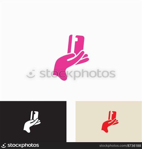 Hand holding credit card business icon image design 