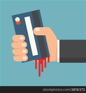 Hand holding credit card, vector