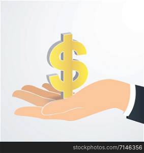 hand holding Dollar icon vector