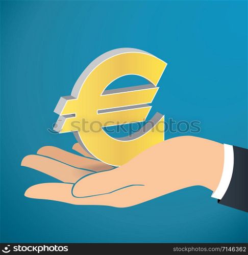 hand holding Euro icon vector