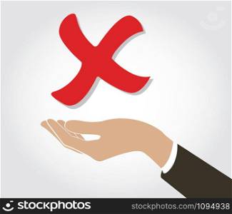 hand holding false check icon symbol