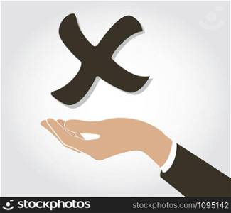 hand holding false check icon symbol