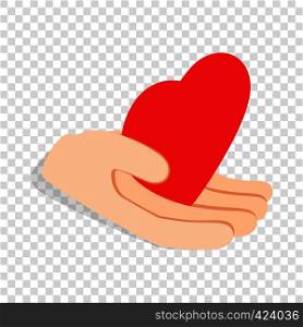 Hand holding heart isometric icon 3d on a transparent background vector illustration. Hand holding heart isometric icon