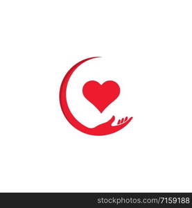 hand holding heart love romance logo vector icon design