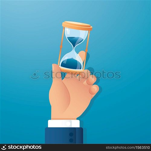 hand holding hourglass vector illustration