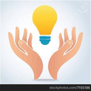 hand holding light bulb vector, a concept of idea