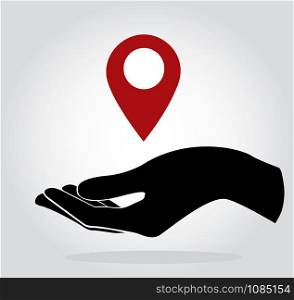 hand holding location icon symbol vector