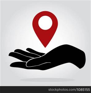 hand holding location icon symbol vector