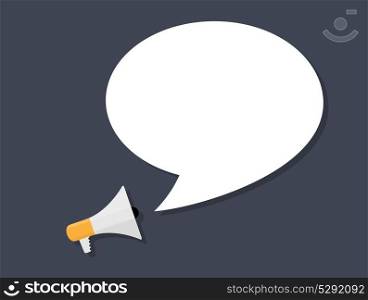 Hand holding Megaphone with Speech Bubble. Vector Illustration.. Hand holding Megaphone with Speech Bubble. Vector Illustration