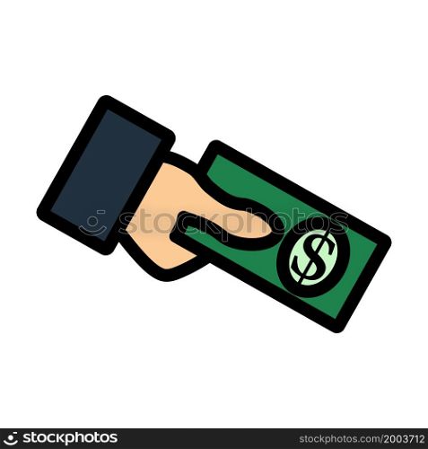 Hand Holding Money Icon. Editable Bold Outline With Color Fill Design. Vector Illustration.