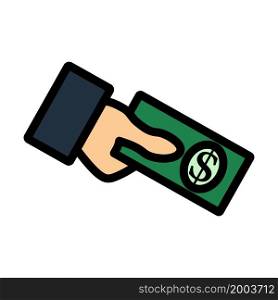 Hand Holding Money Icon. Editable Bold Outline With Color Fill Design. Vector Illustration.