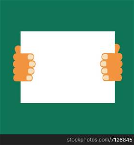 Hand holding paper banner icon. Vector eps10