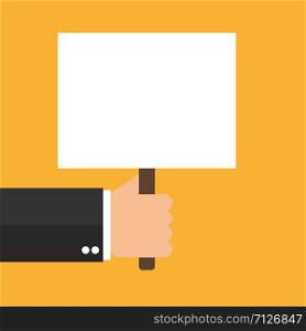 Hand holding paper banner icon. Vector eps10