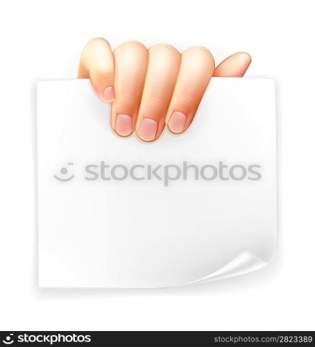 Hand holding paper, vector