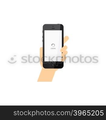 hand holding phone commercial template. hand holding phone commercial template vector art illustration