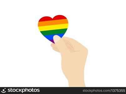 Hand holding pride heart on white background - LGBT poster