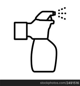 Hand Holding Sanitizer Bottle Icon. Bold outline design with editable stroke width. Vector Illustration.