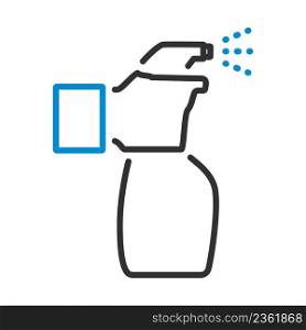 Hand Holding Sanitizer Bottle Icon. Editable Bold Outline With Color Fill Design. Vector Illustration.