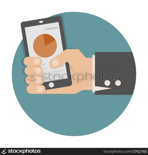 Hand holding smart phone with success growth , eps10 vector format