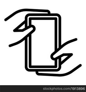 Hand holding smartphone icon outline vector. Touch phone. Smart mobile. Hand holding smartphone icon outline vector. Touch phone
