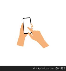 Hand holding smartphone illustration flat design