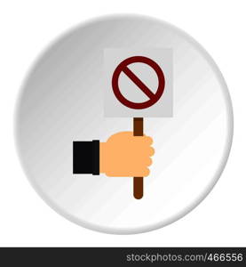 Hand holding stop sign icon in flat circle isolated on white background vector illustration for web. Hand holding stop sign icon circle
