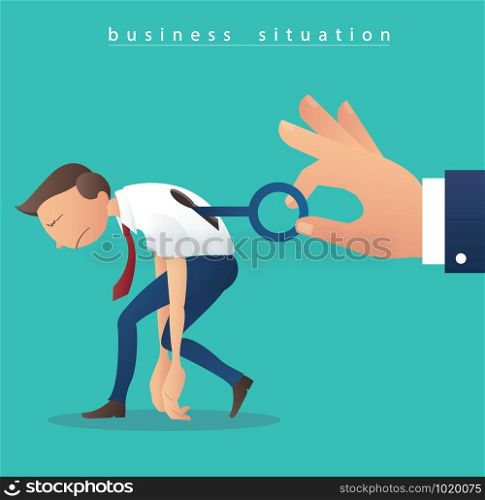 hand holding the big key and businessmen with key hole vector illustration
