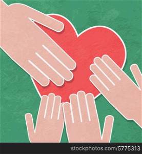Hand holding the heart. Charity.hands hold a heart