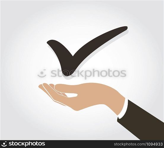 hand holding True check icon symbol