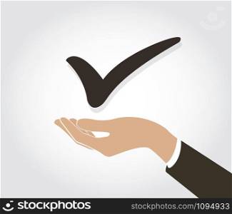 hand holding True check icon symbol