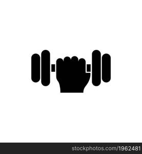 Hand holding weight vector icon. Simple flat symbol on white background. Hand holding weight