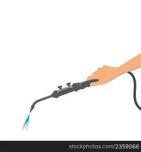 hand holding welding tool icon vector illustration concept design template