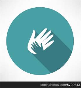 Hand holds hand icon.. Flat modern style vector illustration
