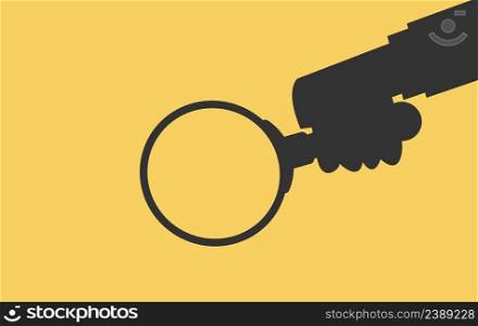 Hand holds Magnifying glass in search of employer. Stock HD vector. Hand holds Magnifying glass in search of employer. Stock vector