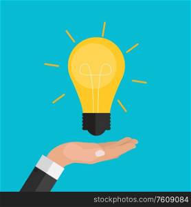 Hand holds money and light bulb. Investing in innovation concept. Modern flat design graphics. Vector illustration EPS10. Hand holds money and light bulb. Investing in innovation concept. Modern flat design graphics. Vector illustration
