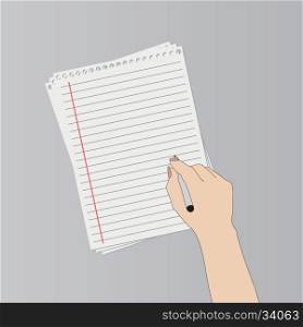 Hand holds some documents and hand with pen signs documents. Treaty signing concept. Modern flat design concept for web banners, web sites, printed materials, infographics. Flat vector illustration