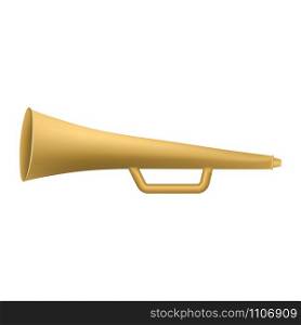 Hand horn trumpet icon. Realistic illustration of hand horn trumpet vector icon for web design isolated on white background. Hand horn trumpet icon, realistic style