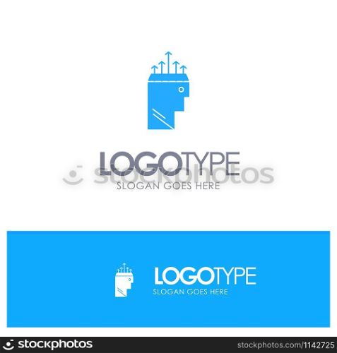 Hand, Hypnosis, Data, Psychology Blue Solid Logo with place for tagline