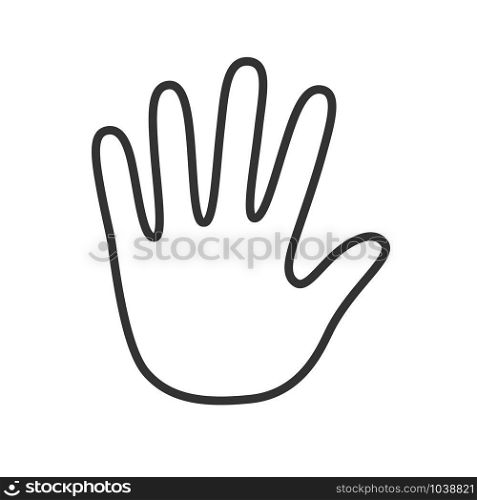 Hand icon made in an outline style isolated on white background. Identification sign. Editable stroke. Vector design template.