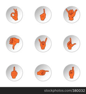 Hand icons set. Cartoon illustration of 9 hand vector icons for web. Hand icons set, cartoon style