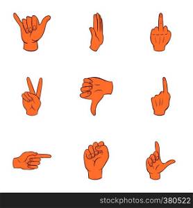 Hand icons set. Cartoon illustration of 9 hand vector icons for web. Hand icons set, cartoon style