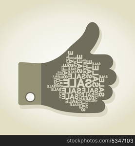 Hand in approving gesture sale. A vector illustration