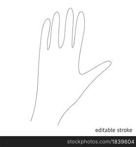 Hand in Continuous Line Drawing. Vector Sketchy Waving Concept. Outline Simple Artwork with Editable Stroke.. Hand in Continuous Line Drawing. Sketchy Waving Concept. Outline Simple Artwork with Editable Stroke. Vector Illustration.