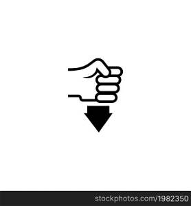 Hand in Fist Pressing Down. Flat Vector Icon. Simple black symbol on white background. Hand in Fist Pressing Down Flat Vector Icon