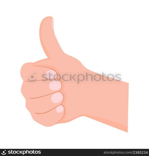 Hand in fist with thumb up vector illustration. Hand gesture indicating approval. Symbol well isolated object cartoon. Hand in fist with thumb up vector illustration