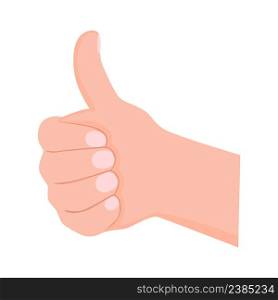 Hand in fist with thumb up vector illustration. Hand gesture indicating approval. Symbol well isolated object cartoon. Hand in fist with thumb up vector illustration