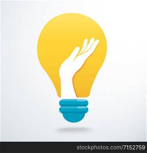hand in light bulb icon vector, creative and idea concept